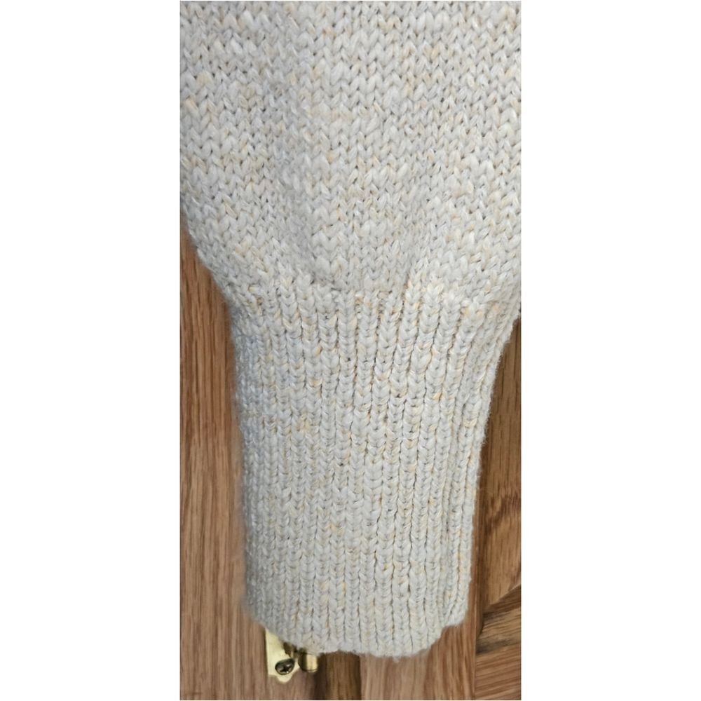 💥Free People XL Zip Front Cable Knit Sweater Mini Dress Beige Boho Cozy Chic - Picture 5 of 15